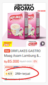 Bukti pesanan Oriflakes dari marketplace